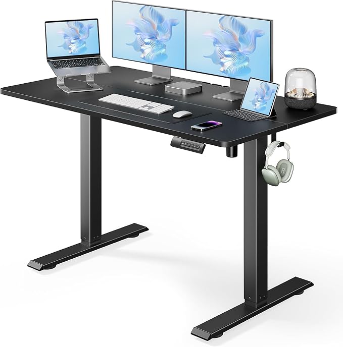 Marsail Electric Standing Desk, Adjustable Height Stand up Desk, 40 x 24 Inches Sit Stand Home Office Desk, Computer Desk, Black by Marsail