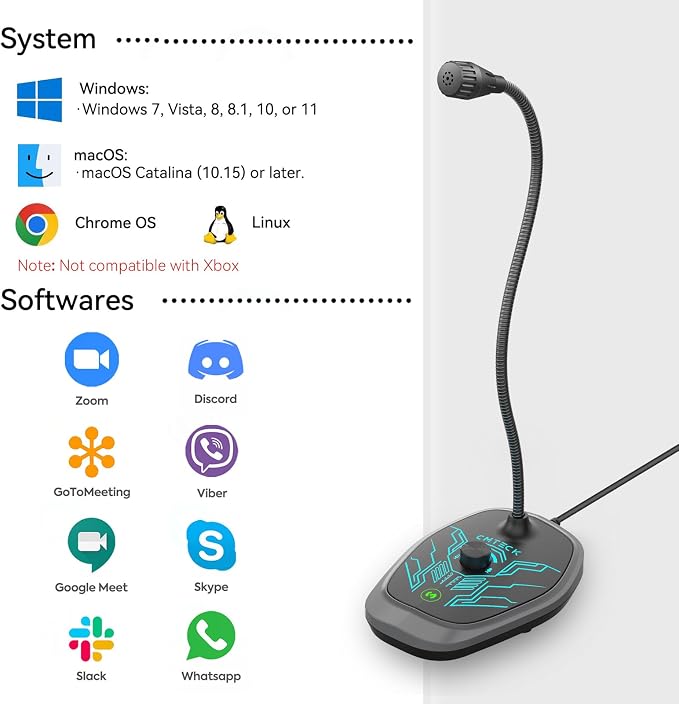 CMTECK USB Computer Microphone, RGB Light, Mute Function for PC/Laptop | Quick mute with LED, plug-and-play, noise-cancelling. Ideal for podcasting, YouTube, and streaming. Works with PS4/PS5/PC. - Image 6