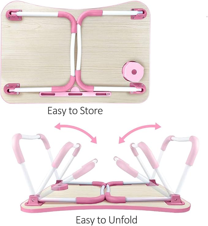 Laptop Desk Foldable Bed Table, Portable Lap Desk Laptop Bed Tray Table with Storage Drawer and Cup Holder, Lap TraysTables Notebook Stand Reading Desks Breakfast Tray for Beds Couch Sofa Floor – Pink - Image 7