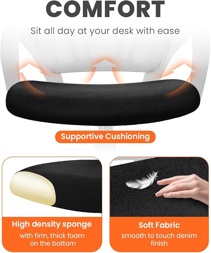 NEO CHAIR Office Computer Ergonomic Mid-Back Mesh Desk Chair, Black 2pack | Breathable Mesh Back with Lumbar Support, Height Adjustment, Smooth Rolling Casters for Home Office, Study or Gaming Setup - Image 6