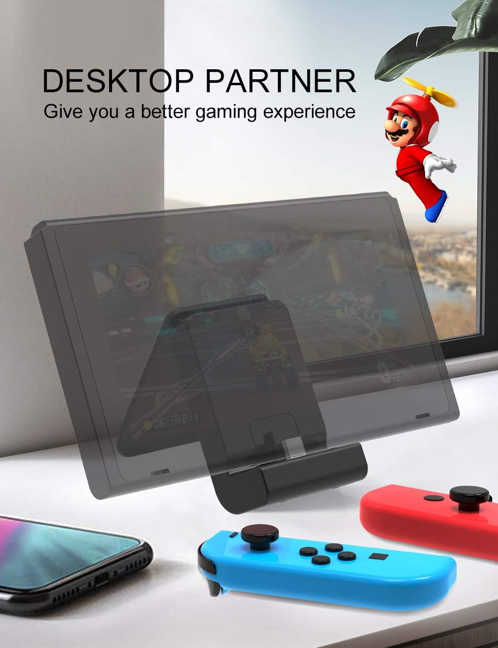 Switch Stand for Nintendo,Charging Dock for Switch 2 / Lite/OLED, Portable Adjustable Charging Stand for Nintendo with USB Type C Charger Port(Black) - Image 6