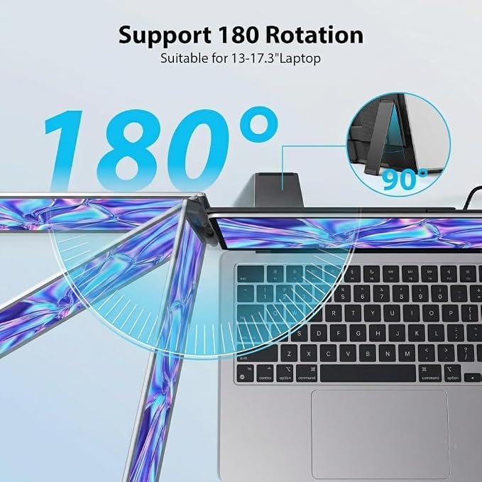 APILDELLA 15.6'' Triple Laptop Screen Extender One Cable Connection, 1080P FHD Laptop Extended Monitor Portable with Speaker, Ultra-Slim Travel Monitor for 13-17.3" Laptops, Work with Mac, Window - Image 4