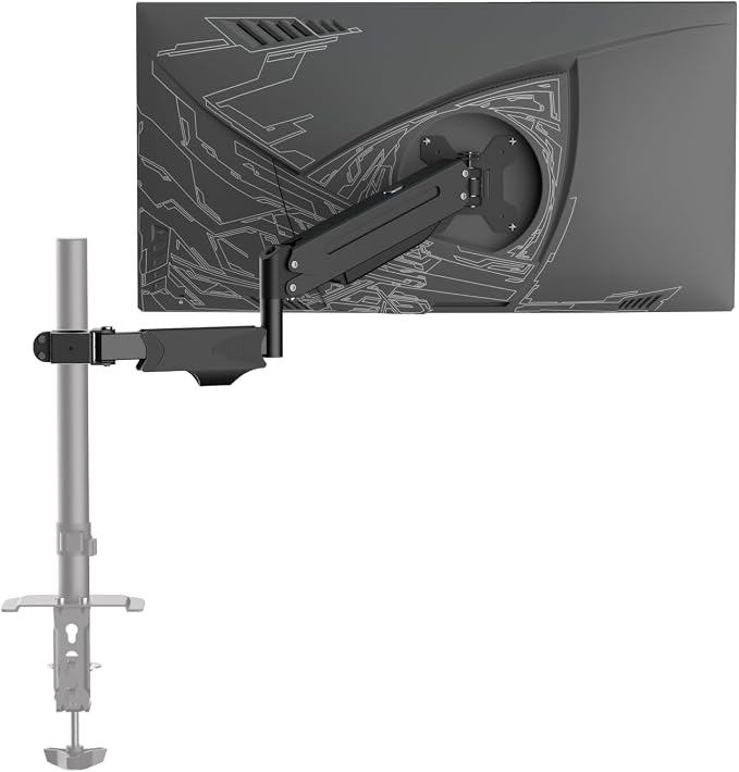 suptek Single Monitor Arm for Desk Mount Stand,Adjustable Monitor Arm for 17 to 32 inch Screen, Support Weight up to 22lbs, Mounting Holes 75x75mm to 100x100mm,Pneumatic Pole Mount Arm Black - Image 9