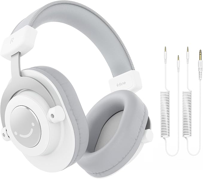 FIFINE HD8W Studio Monitor Headphone with 50mm Drivers, for Vocal Recording | Detachable Cables, 3.5mm/6.35mm Jack, 50mm Drivers, Passive Noise Canceling, Lightweight, for PC/Mixer/Amplifier by FIFINE