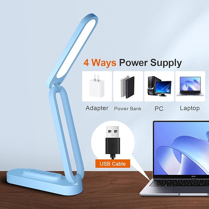 Giryuhd LED Desk Lamp for Office Home & Battery Operated Lamp Rechargeable Lamp Foldable & Portable Light, LED Desk Light Strip, 3 Brightness Dimmable Small Desk Lamp Wireless Reading Lamp - Image 4