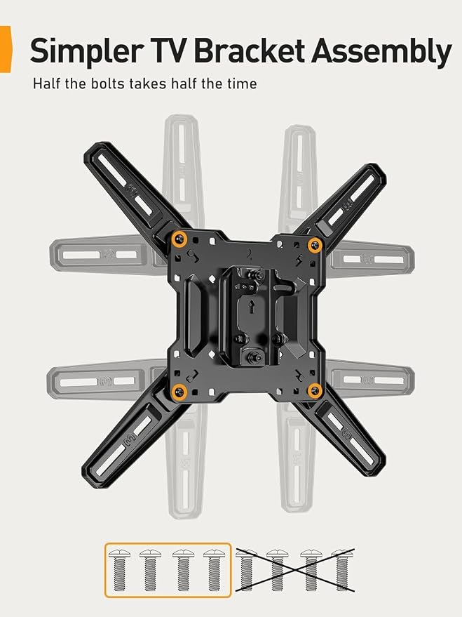Perlegear Full Motion TV Wall Mount for 26–65 inch TVs up to 82 lbs | Max VESA 400x400mm, Heavy-duty Wall Mount TV Bracket with Articulating Arms, Tool-Free Tilt, Swivel, Extension, PGMF3 - Image 9