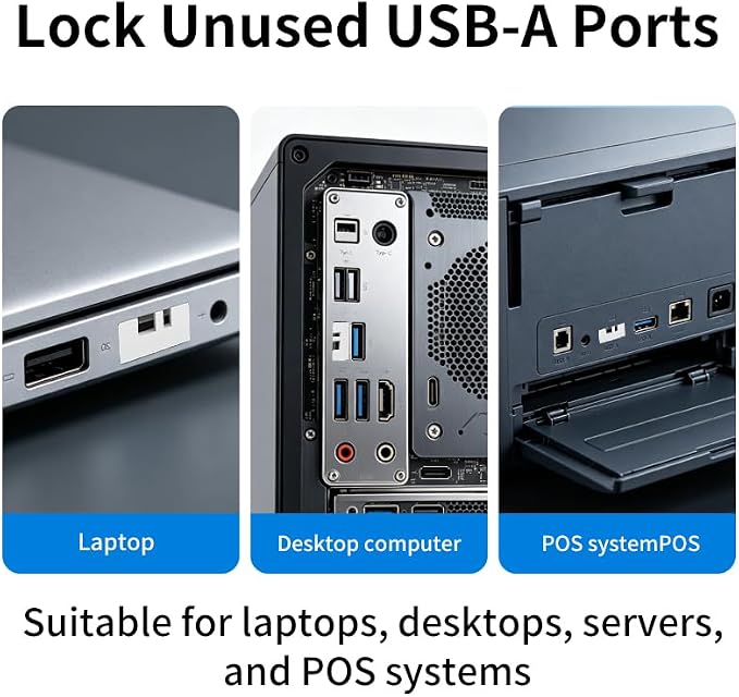 2026 New 50‑Pack USB‑A Color‑Coded Port Security Locks with 3 Keys (White) - Image 2