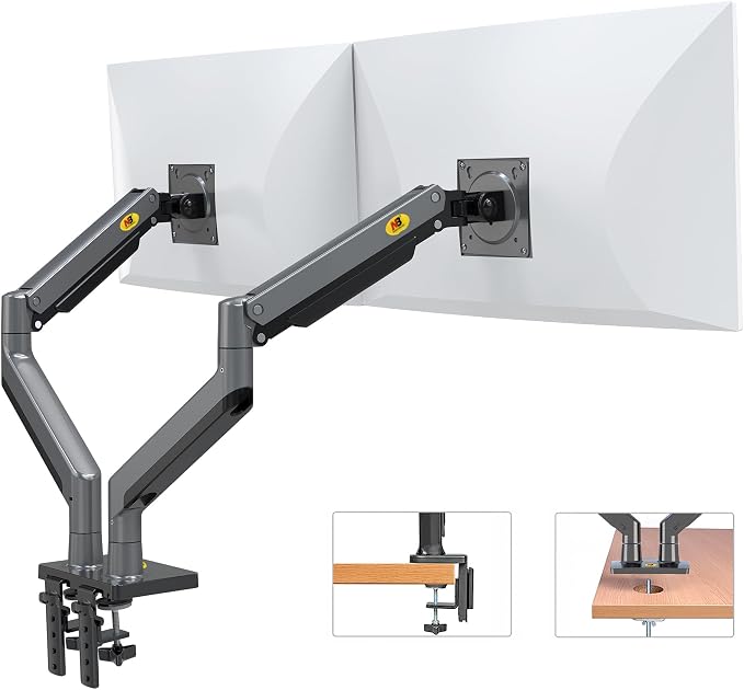 NB North Bayou Dual Monitor Arm Ultra Wide Full Motion Swivel Monitor Mount for 22''-32'' Monitors Load Capacity from 4.4 to 26.4lbs for Each Arm Height Adjustable Monitor Stand G35 - Image 3