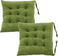 2 Pack Square Seat Cushion Chair Pads for Kitchen Dining Chairs, Soft Comfort Velvet Chair Mat Pillow Cushions with Ties for Office Desk Living Room Tatami 15.5", Green by MissSoul