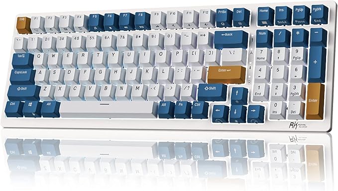 RK ROYAL KLUDGE RK98 Wireless Mechanical Keyboard, 100 Keys 98% Layout with Custom Switches Hot Swappable, Tri-Mode BT5.1/2.4G/USB-C Full Size Gaming Keyboard with Numpad RGB, Brown Switch by RKROYALKLUDGE