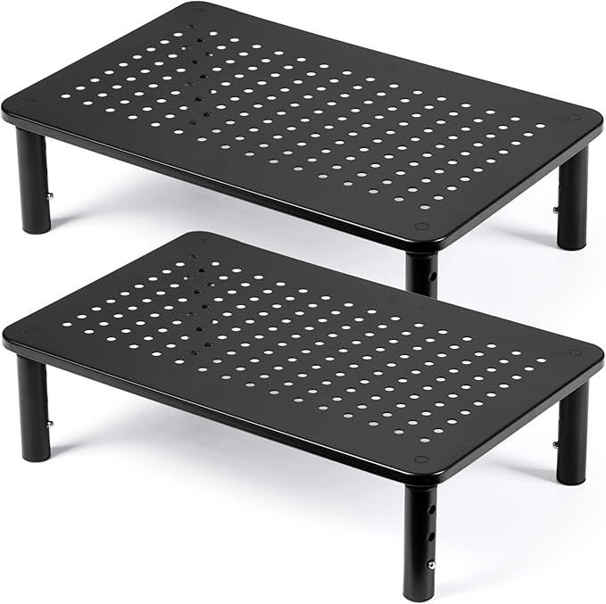 DOLALIKE 2 Pack Desktop Riser, 3 Height Adjustable Monitor stands for 2 Monitors, PC, Computer, Printer, iMac, Desktop Monitor Stand with Ventilated Platform for Airflow | for 2 Monitors , PC, Computer, Printer, iMac, Desktop Monitor Stand with Ventila... by DOLALIKE