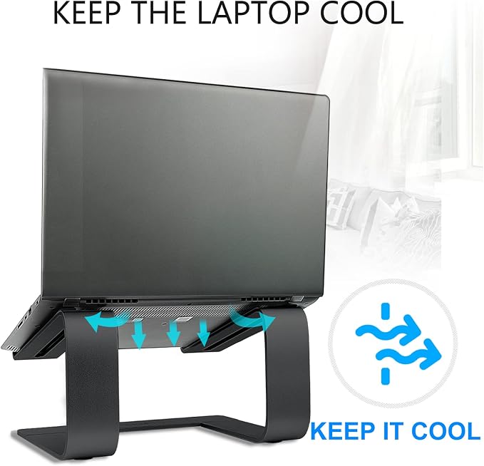 Laptop Stand for Desk, Black, Up to 15.6" Laptop | Ergonomic Computer Stand Riser Holder for MacBook Air Pro, Dell, HP, Lenovo, Samsung, Alienware - Image 4