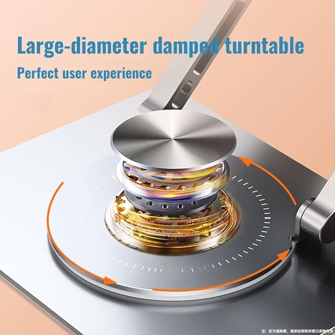 Laptop Stand for Desk, Adjustable Height & Angle Portable Aluminum Laptop Riser & Monitor Stand with 360° Swivel, Foldable Ergonomic Computer Stand for 10-17 Inch Laptops (MacBook/Dell/HP), Silver. - Image 9