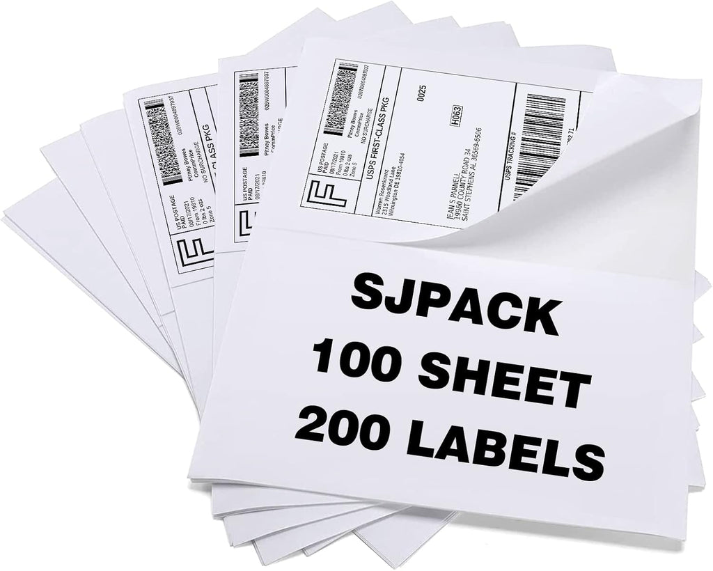 100 Half Sheet Shipping Labels 5-1/2" X 8-1/2" Address Blank Labels Laser/Ink Jet by SJPACK