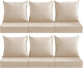 Outdoor Deep Seat Cushion Set, 24x24 Inch Water-Resistant & Fade-Resistant Outdoor Chair Cushions, Patio Furniture Cushions with Removable Cover for Patio Chair, Sofa, Beige (Set of 6) by MuaMelop