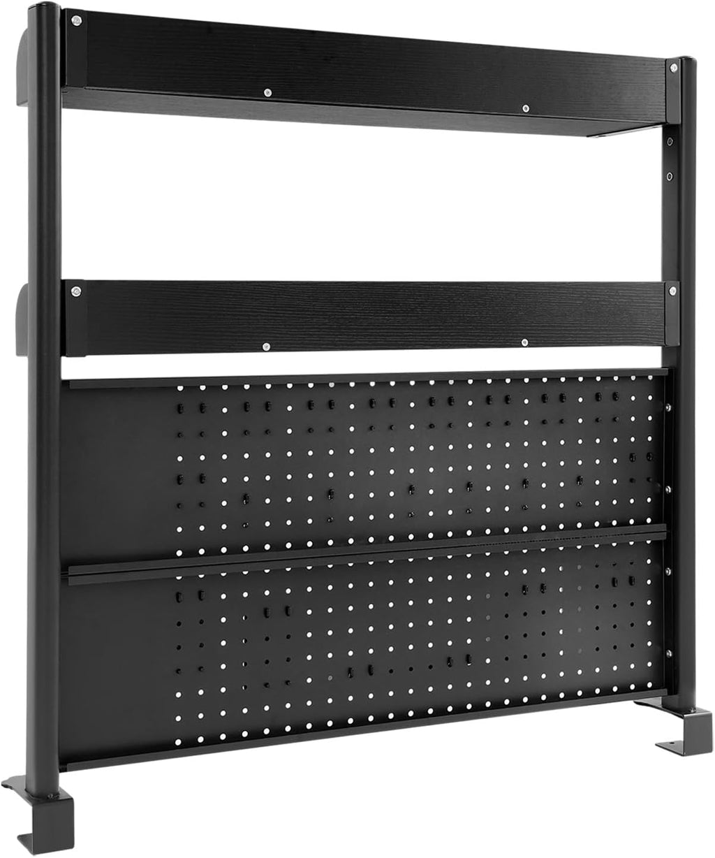 Clamp on Desk Shelf with Pegboard, Desk Extender Pegboard Workstation, Desktop Bookshelf Storage Shelves for Home Office Dorm, 37.4in (Black) - Image 6