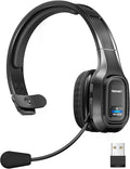 TECKNET Trucker Bluetooth Headset, AI Noise Canceling Mic, Wireless On-Ear | AI Noise Canceling Mic reduces background noise for clear calls. Wireless hands-free headset for truckers and office use. by Tecknet