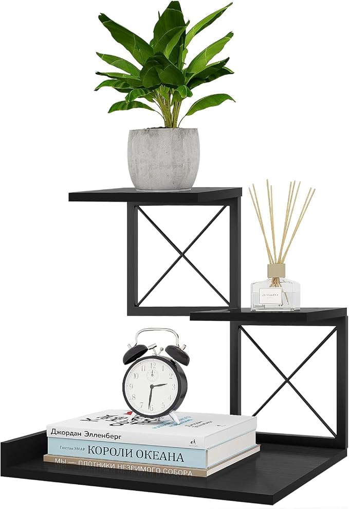ELITEROO Wood Desktop Shelf, 3 Tier Desk Shelves Small Bookshelf Organizer, Office Storage Rack and Cubicle Organizers Accessories for Dorm Office Home Decor, Black by ELITEROO