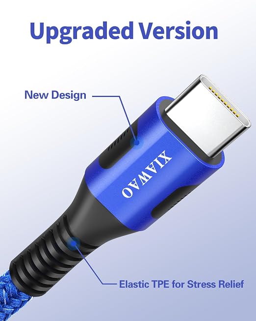 XIAWAO USB C Cable 6Pack, Fast Charging Nylon Braided USB A to Type C Cord | USB C Charger Cable for iPhone 17 16 15, Samsung Galaxy S20 S10 S9 Note 20 10 9 A17 A16 A15 - Image 2