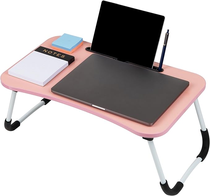 Mind Reader Lap Desk Laptop Stand, Bed Tray, Folding Legs, Couch Table, Portable, MDF, 23.25" L x 13.75" W x 10.5" H, Pink - Image 4
