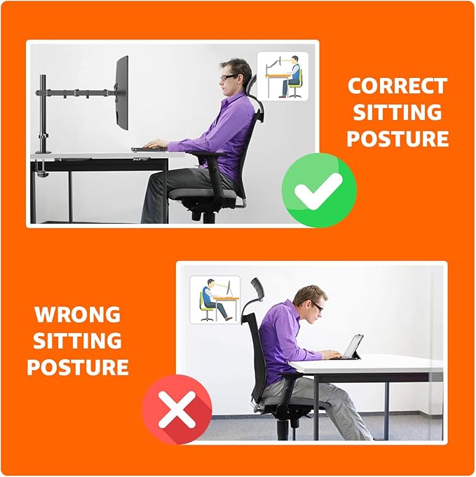 Amazon Basics Single Computer Monitor Stand with Cable Management, Height Adjustable VESA Desk Arm Mount, Fully Adjustable Tilt and Rotation, Steel, Black, Fits 13-30" Screens - Image 7