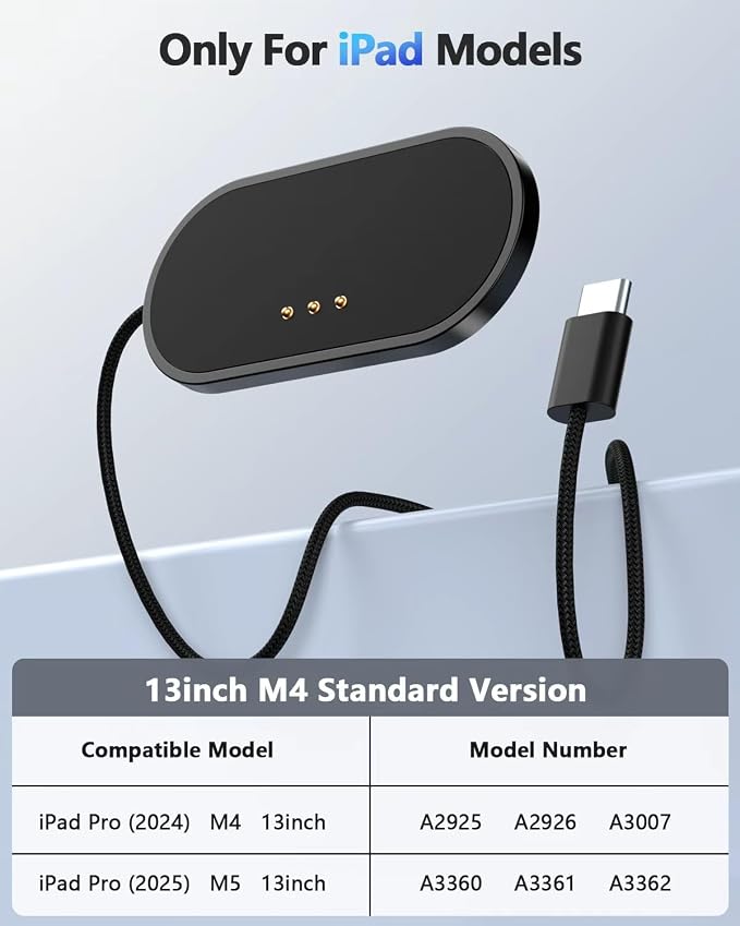 Magnetic Wireless Charger for iPad Pro 13 (2024/2025 M4) ONLY 45W Fast Charging Smart Connector Charger, Aluminum Alloy Wireless Charging Pad - Image 2