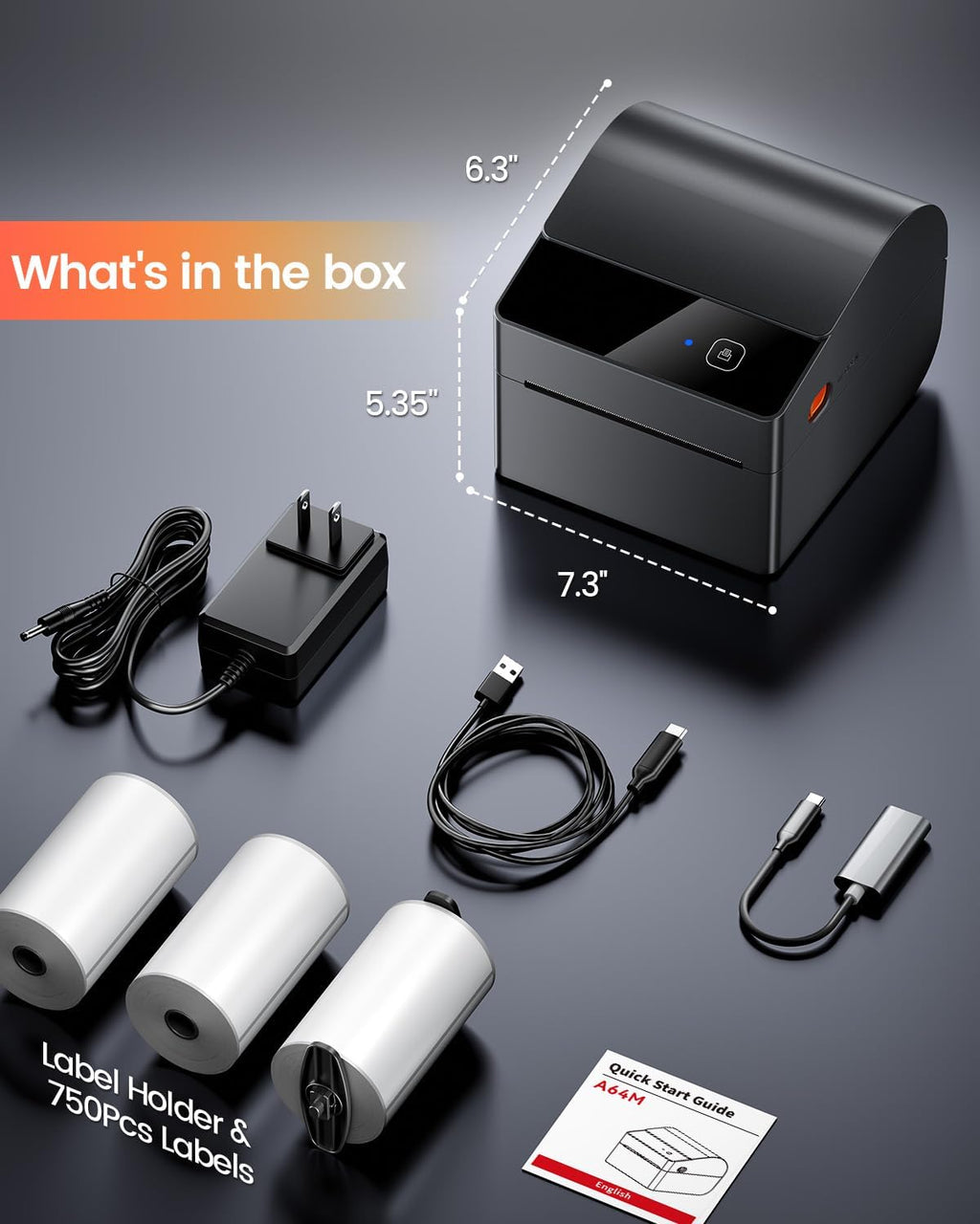 Bluetooth Shipping Label Printer with 750 Pcs Labels - Image 5