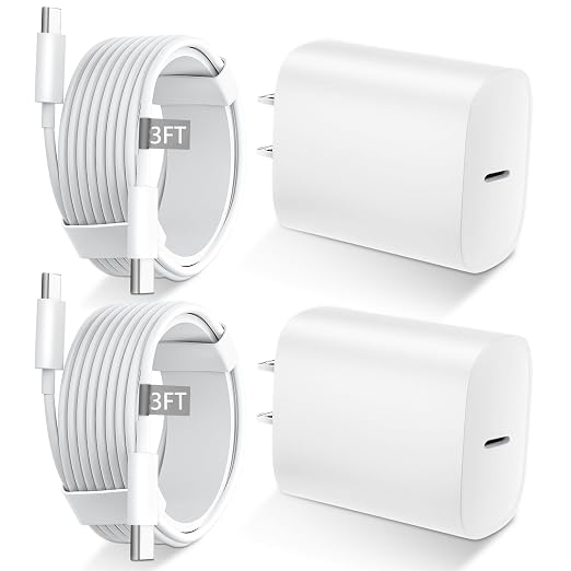 Phone 15 Charger, 20W USB C Fast Charging Block and 3ft Type C to Type C Cable Cord for Phone 15/15 Pro/15 Pro Max/15 Plus, Pad Pro 12.9/11 inch,Pad Air 5th/mini-White by DiHines