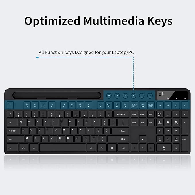 Wireless Keyboard and Mouse Combo, MARVO 2.4G Ergonomic Wireless Computer Keyboard with Phone Tablet Holder, Silent Mouse with 6 Button, Compatible with MacBook, Windows (Black) - Image 2
