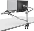 Viozon Monitor and Laptop Mount, 2-in-1 Adjustable Dual Arm Desk Mounts Single Desk Arm Stand/Holder for 17 to 32 Inch LCD Computer Screens, Extra Tray Fits 12 to 17 inch Laptops (Silver) by viozon