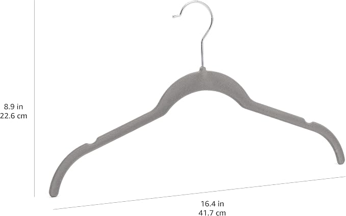 Amazon Basics Space Saving Slim Velvet Non-Slip Clothes Hangers, Sturdy, Gray/Silver, 100-Pack - Image 6