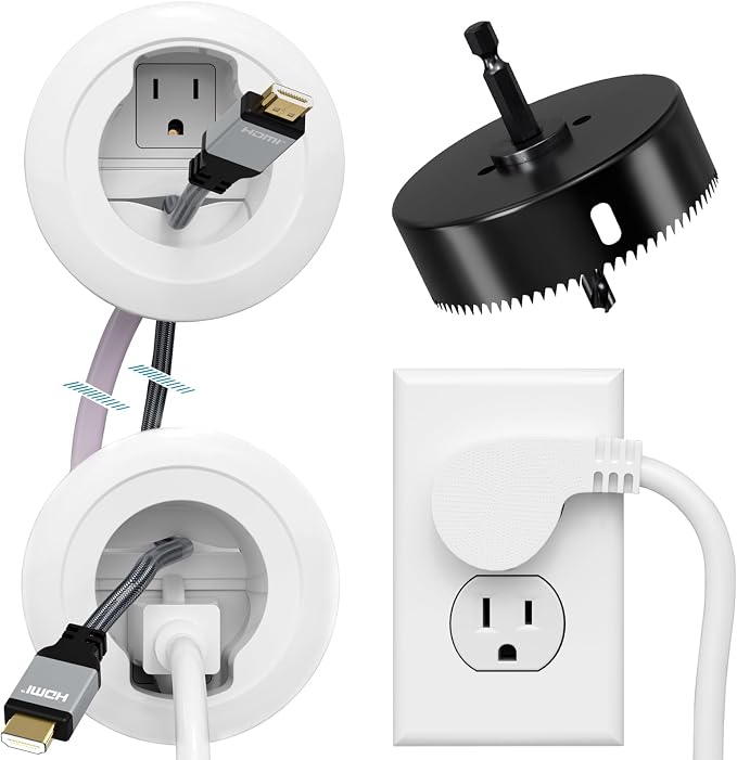 in Wall Cable Management Kit, Power & Low Voltage Wire Organizer with Hole Saw Drill for Easy TV Wall Mounting, TV Cord Hider for Wall & Clean Look by PRLF
