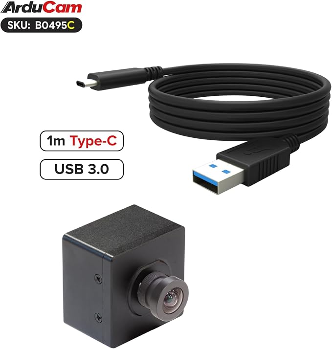 Arducam USB 3.0 Camera, 960 * 600@80fps High-Speed Global Shutter UVC Camera Module, 1/2.6" 2.3MP Color AR0234 USB Webcam with 95°(D) M12 Lens for Windows and Linux - Image 2