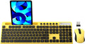 Wireless Keyboard and Mouse Combo, MARVO 2.4G Ergonomic Wireless Computer Keyboard with Phone Tablet Holder, Silent Mouse with 6 Button, Compatible with MacBook, Windows (Yellow) by MARVO