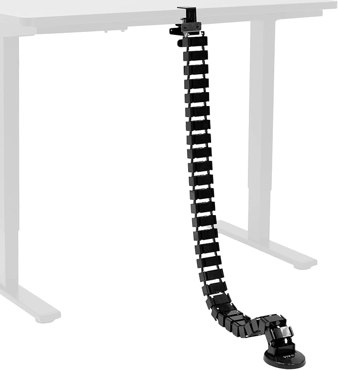 VIVO No Drill Clamp-on Desk Vertebrae Cable Management Kit, Adjustable Quad Entry Flexible Cord Organizer for Home Office, Black, DESK-AC01P-B by Unknown