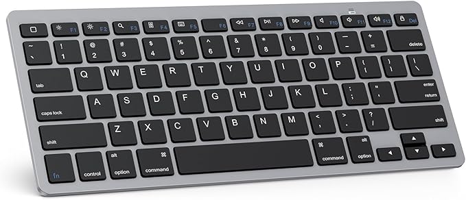OMOTON Ultra-Slim Bluetooth Keyboard for iPad,iPad Pro/Air/Mini,iPhone | Stable Wireless iOS Keyboard with 12 Multimedia Keys, Portable Size for Office, Business, Travel, School, Black Grey by OMOTON