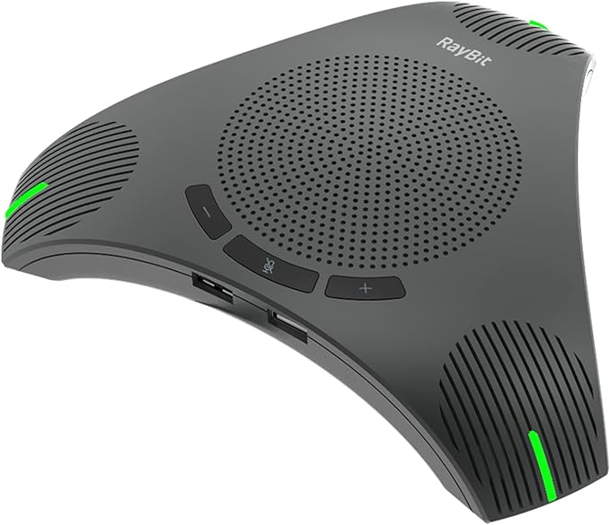 USB Speakerphone with Dual Hub - Conference Room Omnidirectional Microphone and Speaker, Computer Speakers with Microphone for Home Office, 360° Voice Pickup & Noise Reduction Mics for 8-10 People by RayBit
