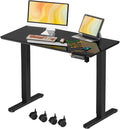 JOY worker Small Glass Standing Desk, 40" Electric Stand Up Desk on Wheels | 40" x 20" Black Height Adjustable Desk with Memory Controller & USB, Compact Computer Workstation for Home Office Walking Pad by JOYworker