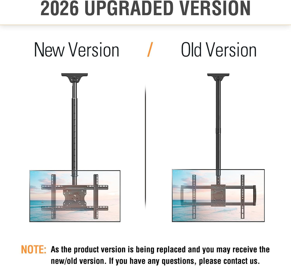 Ceiling TV Mount for 37"-75" TVs, 360° Swivel, 57" Height Adjustable - Image 9