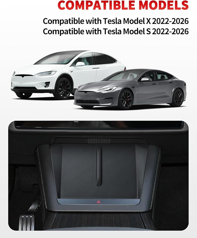 Center Control Wireless Charging Mat, Charger Pad for Tesla Model X/S | Black wireless charging silicone pad,center console wireless charger pad 2024-2026 - Image 3