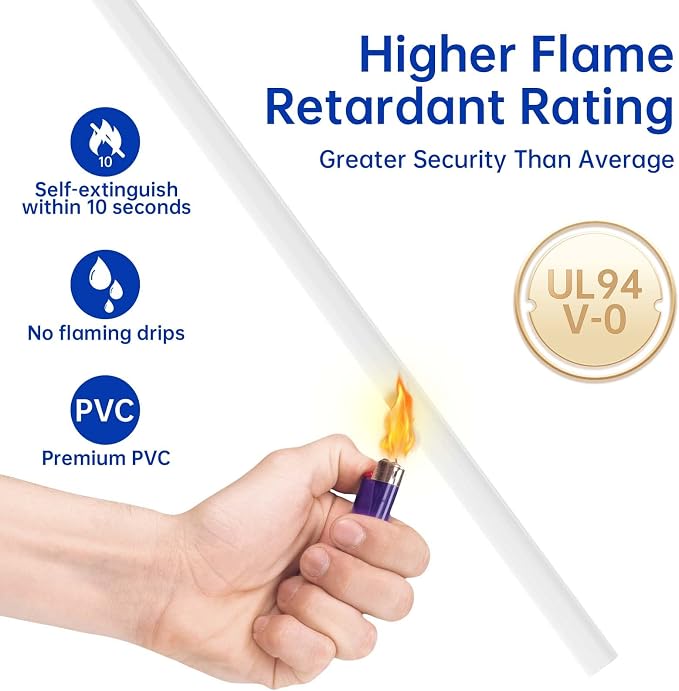 Delamu 128in Cord Hider for 1 Cord, Self-Adhesive Cord Covers for Wires on Wall, Easier Install Wire Covers for Cords on Wall, Cable Wire Hider, Cable Cover Management Raceway, W0.48 H0.3in, White - Image 7