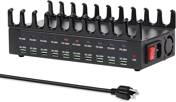 20-Port 690W Charging Station for Multiple Devices, Fast Charger Station | with Dual 100W PD PPS Port, Multi Device USB C Fast Charger Dock for MacBook Pro Laptop, iPhone, iPad, Tablet, Cell Phone by Homepage