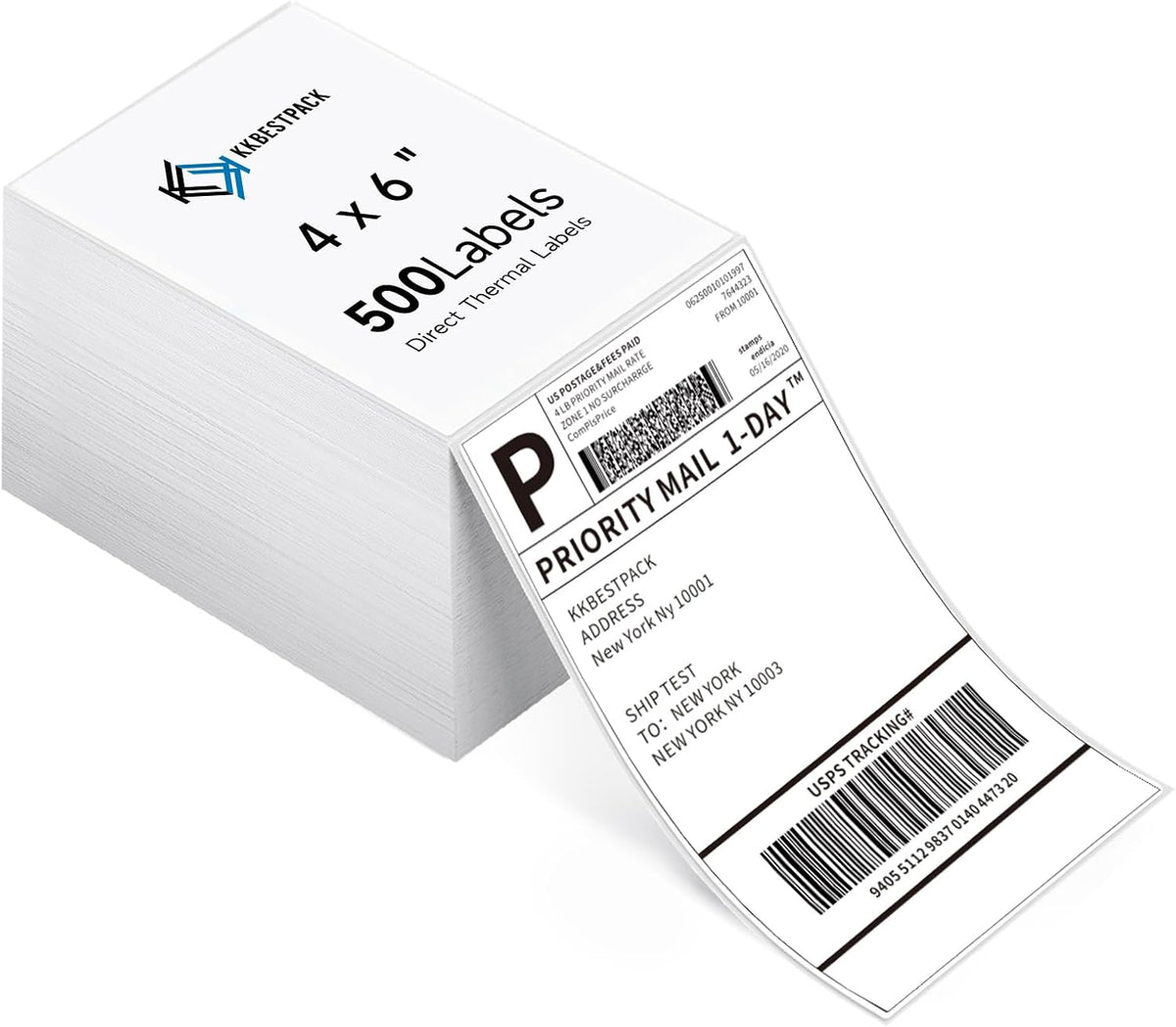 Fan Fold 4x6 Direct Thermal Shipping Labels (500 Labels) by KKBESTPACK