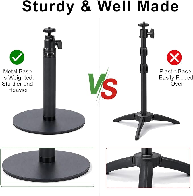 Webcam Stand for Desk, 28" Telescopic Tripod with Phone Holder, Desktop Webcam Mount Compatible with Logitech Webcam C922 C930e C920S C920 C615 C960 C920x BRIO 4K NexiGo N60, 1/4'' Thread - Image 5