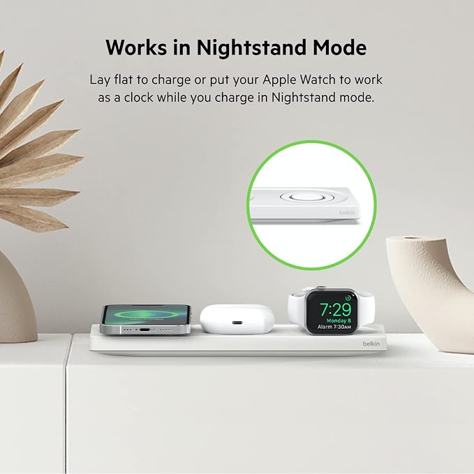 Belkin MagSafe 3 in 1 Wireless Charging Pad, Fast Charger (Renewed) | Apple Watch, iPhone 17/16/15/14, AirPods compatible, fast charging, certified refurbished, multi-device, Magnetic - Image 4
