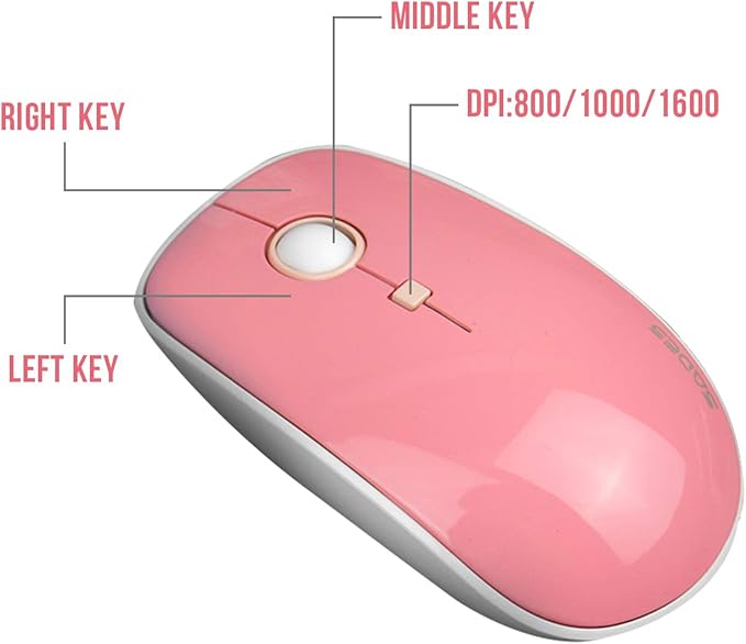 Colorful Wireless Keyboard and Mouse Combo,Cute Typewriter Bubble Keys,Pink | Aesthetic Round Keycaps,Removeable Floating Circle Keys,2.4GHz USB Receiver,Full-size with Number Pad for PC Laptop Desktop - Image 7