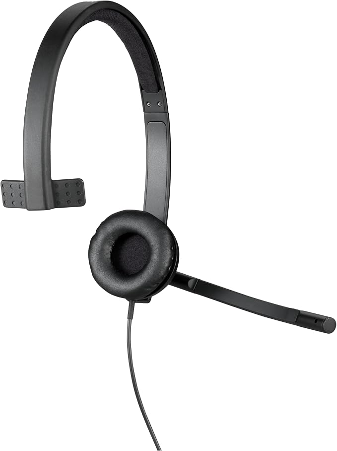 Logitech H570e Wired Headset Mono Headphones with Noise Cancelling - Black | In-line controls, mute button, indicator LED, compatible with PC, Mac, and Laptop - Image 2