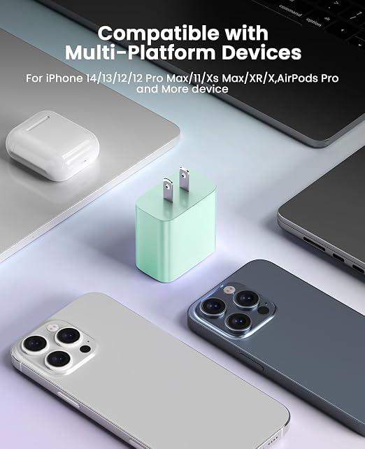 iPhone Charger Fast Charging, USB C Charger Block, 6FT/10FT Lightning Cable | For Apple iPhone 14/13/12/11 Series, 2-Pack USB C to Lightning Cables, AirPods with Lightning Charging Case,Green - Image 7