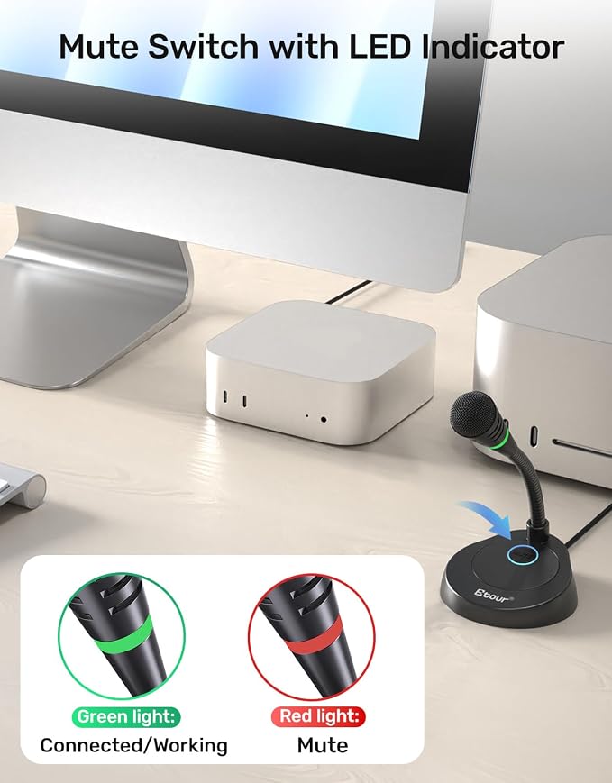 Mic for Mac Mini M4/M4 Pro, USB-C, Plug & Play Desktop, Cardioid Condenser | Custom for Mac Mini M4/M4 Pro, External Small Computer Mic for Laptop, MacBook Pro/Air, Recording, Dictation, Meeting - Image 4