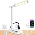 Infiway LED Desk Lamps for Home Office: Desk Lamp with USB Charging Port - 1 USB-A, 1 Type-C Ports, 2 AC Power Outlets, Touch Control Dimmable 5 Color 5 Brightness, Night Light(White) by INFIWAY